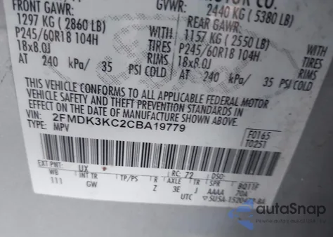 2012 Ford Edge Limited from USA, damaged, VIN 2FMDK3KC2CBA19779